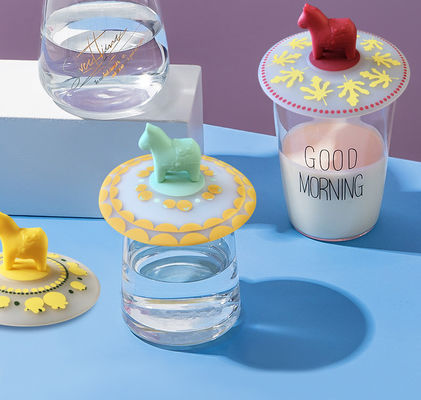 Couvercle de tasse en silicone personnalisé utilisé pour les poussières étanches Couvercles de tasse étanches pour les boissons chaudes et froides personnalisés pour les animaux charmants