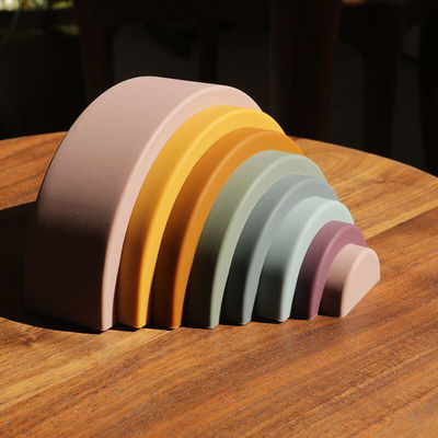 Éducation des enfants en silicone arc-en-ciel rond nuage en arc coloré blocs de construction colorés jouets pour enfants en silicone