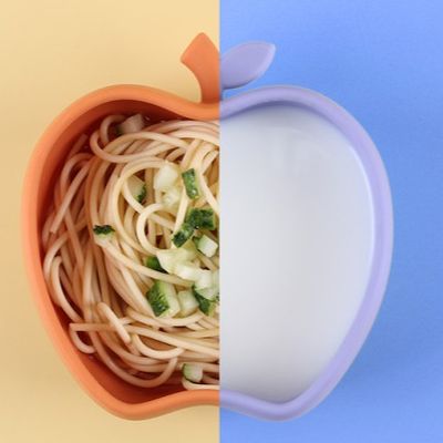 Cuve à soupe en silicone pour bébé en forme de pomme et ustensiles de table sans odeur