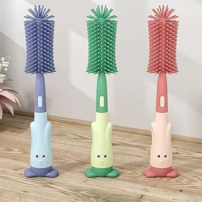 Brosse à bouteille en silicone brosse à sucettes pour bébé brosse à paille brosse à bouteille rotative brosse à laver brosse à rincer brosse à nettoyer ensemble brosse